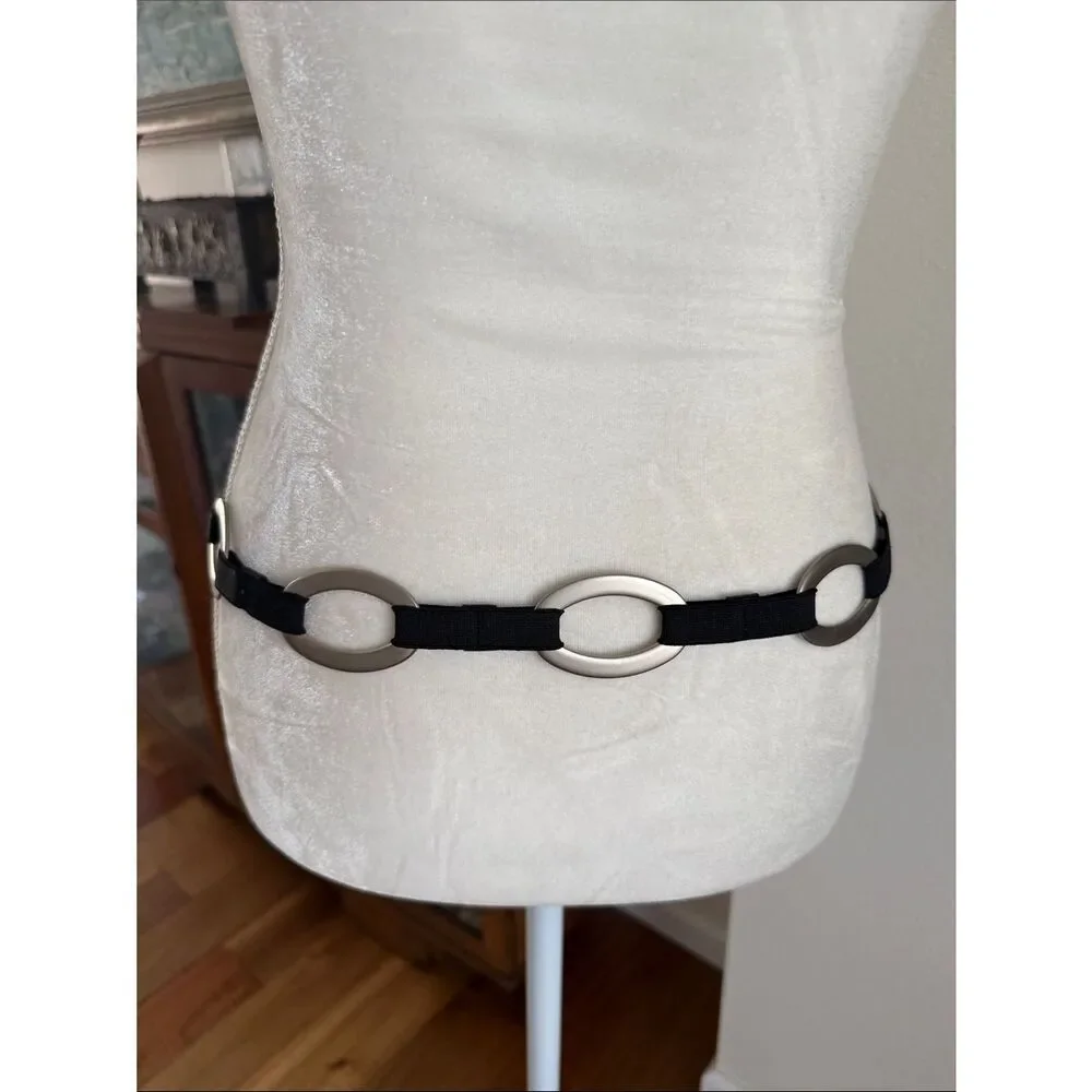 Sandy Duftler leather/elastic fabric belt